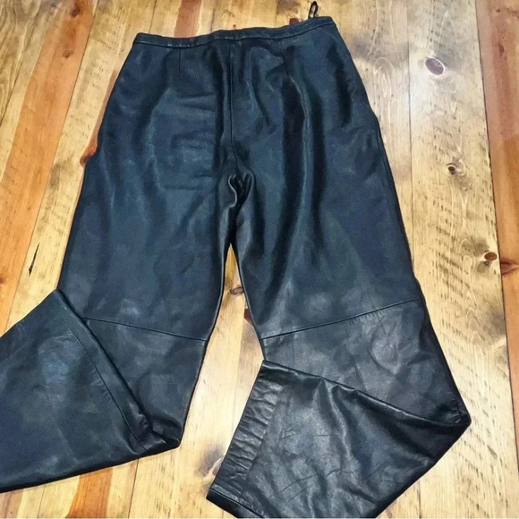 Talbots Collection Genuine Leather High Waisted button and Zip Front Pants - Picture 5 of 10